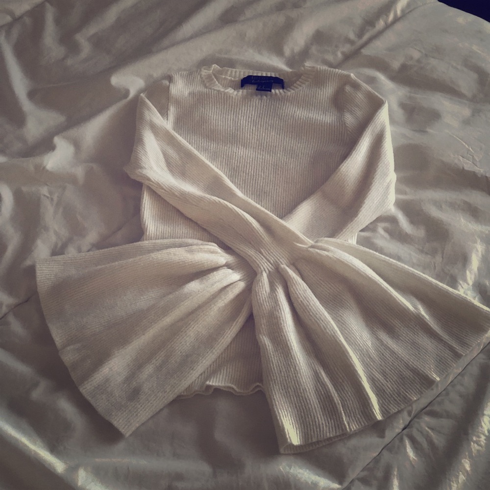 Bell sleeve white sweater